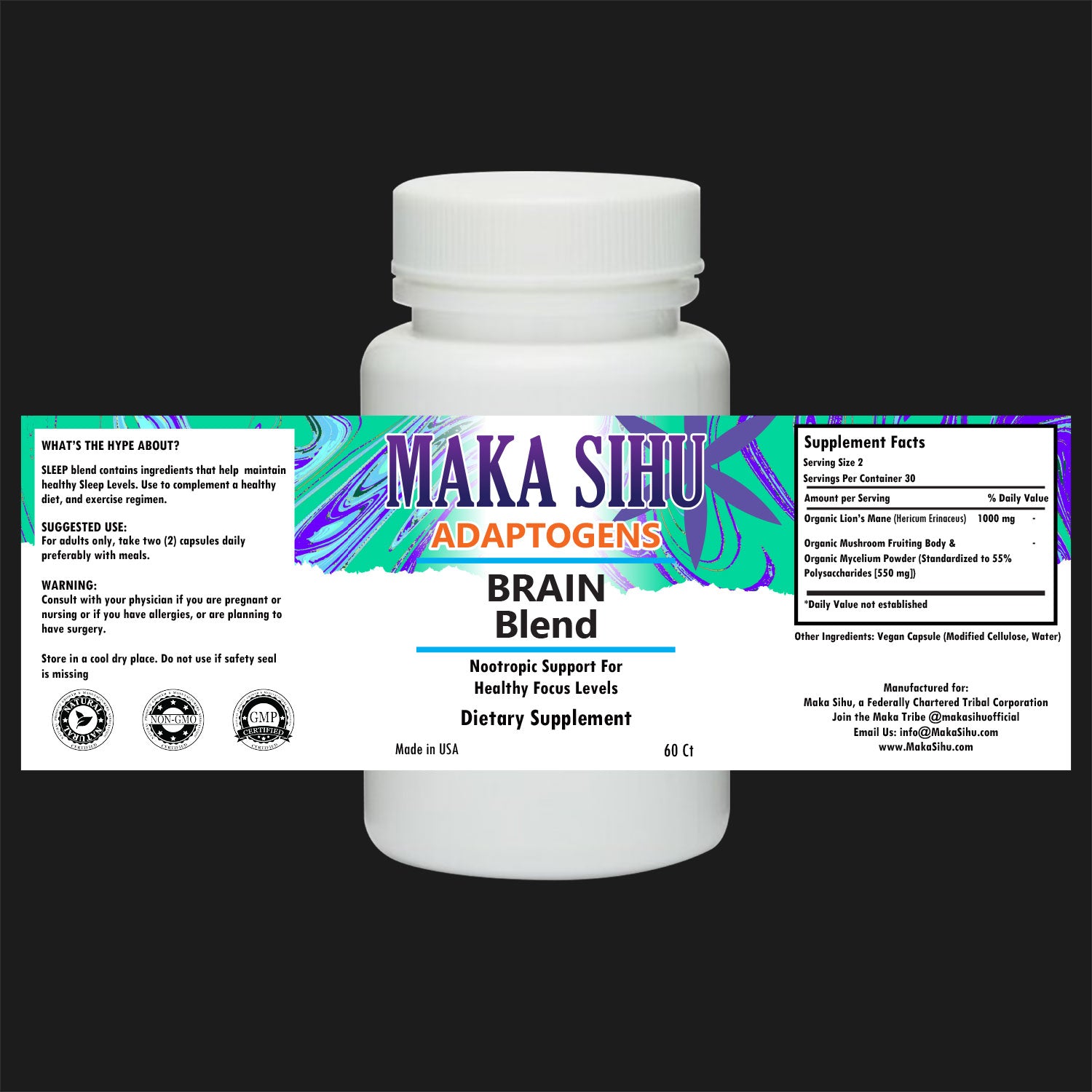 60 Adaptogen Nootropic Brain Blend Capsules image 0