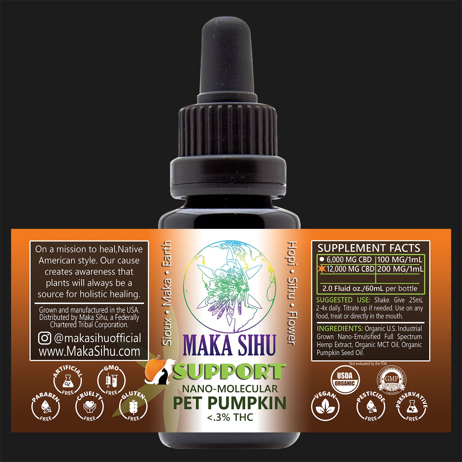 Nano-Molecular Full Spectrum CBD Oil (Pet Pumpkin Support) HIGH STRENGTH-WHOLESALE PRICING image 0