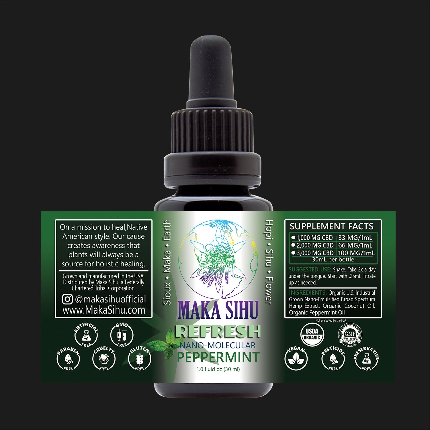 Nano-Molecular Full Spectrum CBD Oil (Peppermint Refresh) - 1000mg image