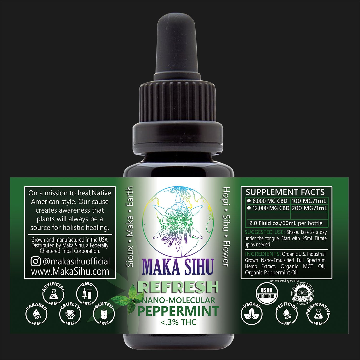 Nano-Molecular Full Spectrum CBD Oil (Peppermint Refresh) HIGH STRENGTH-WHOLESALE PRICING image 0