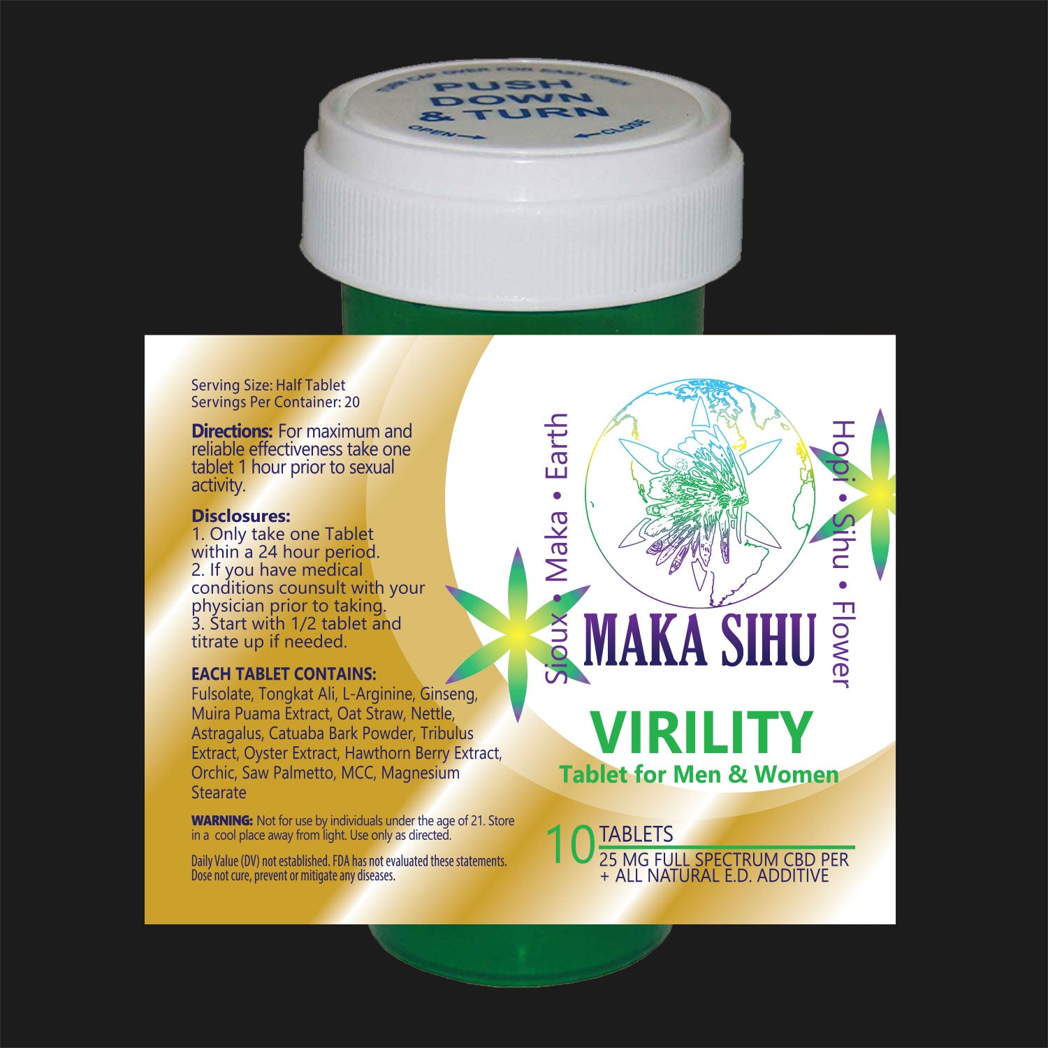 10 CBD Virility Tablets- 20 Servings image 0