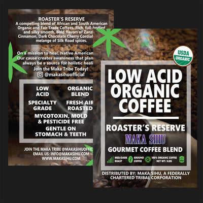 Low Acid Organic Gourmet Coffee (Roaster's Reserve) [Zero CBD/THC] - 12oz image