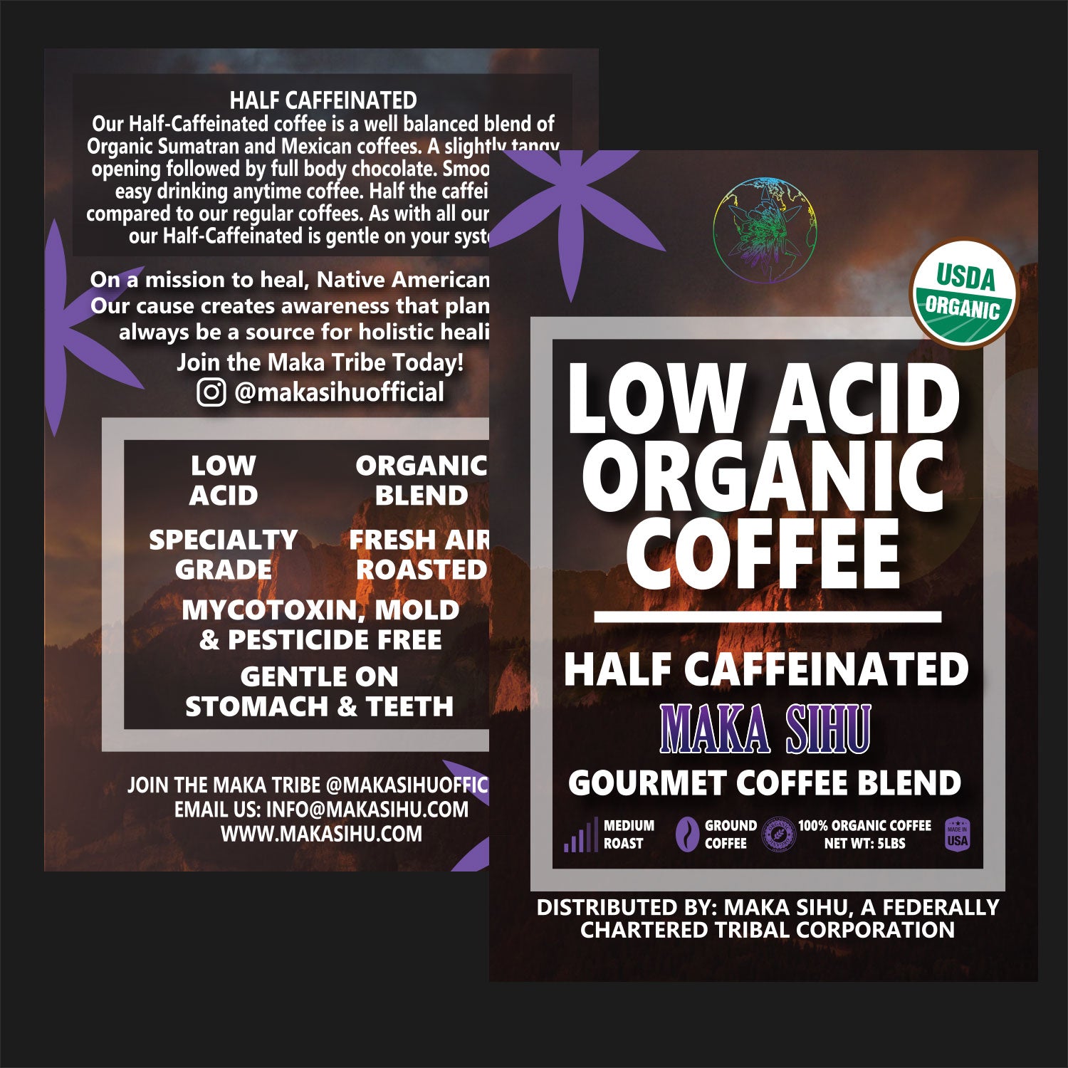 Low Acid Organic Gourmet Coffee (Half Caffeinated) [Zero CBD/THC] image 0