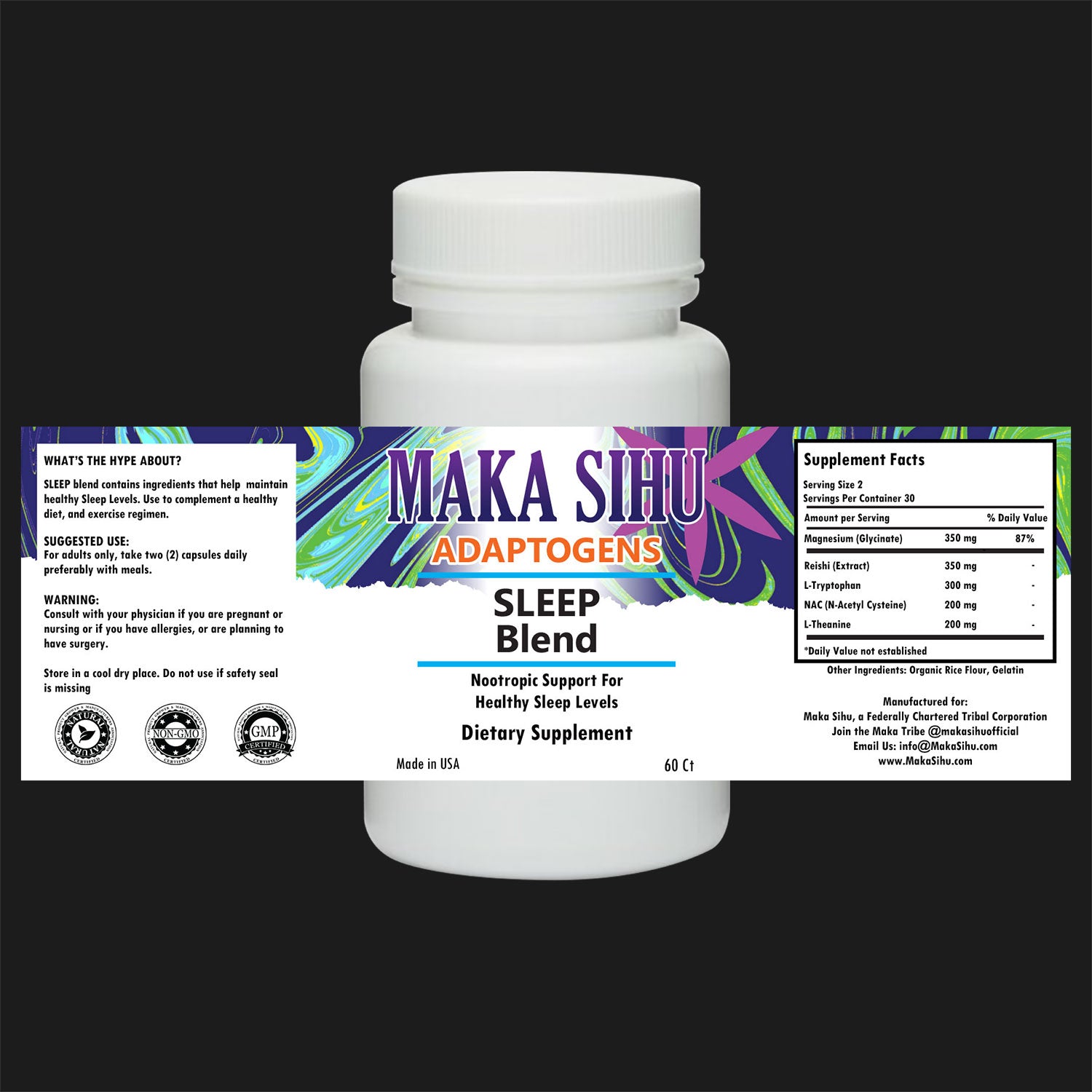 60 Adaptogen Nootropic Sleep Blend Capsules image 0