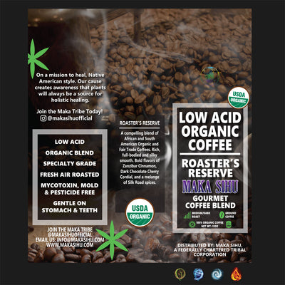 Low Acid Organic Gourmet Coffee (Roaster's Reserve) [Zero CBD/THC] image 1