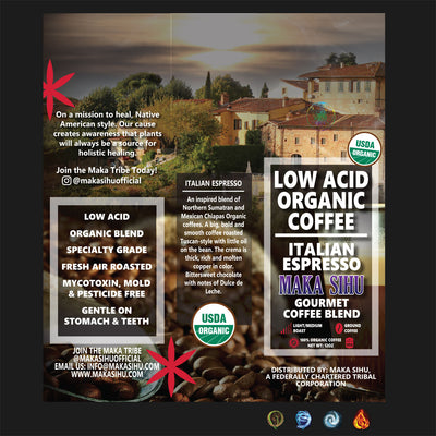 Low Acid Organic Gourmet Coffee (Italian Espresso) [Zero CBD/THC] image 1