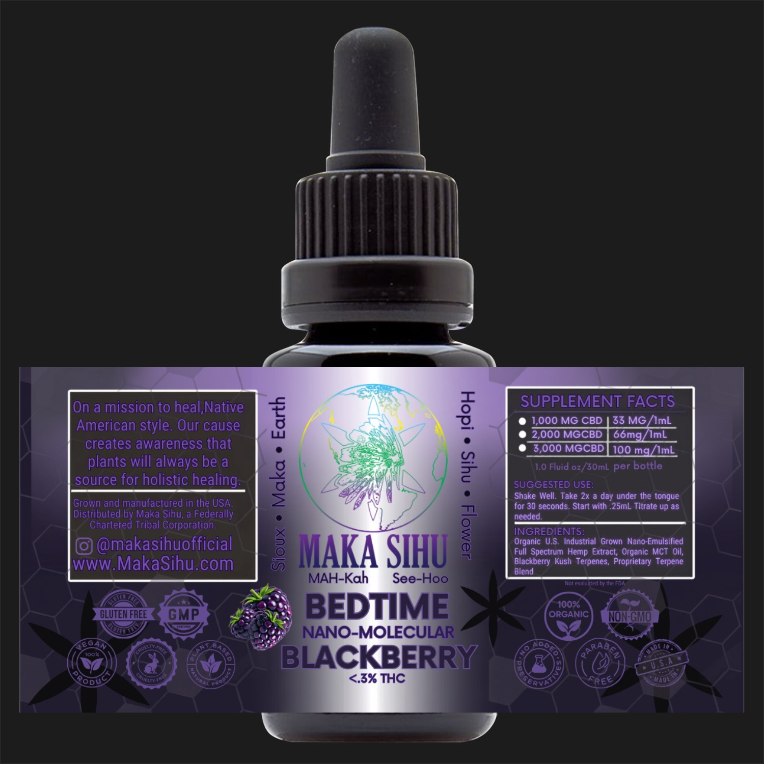 Nano-Molecular Full Spectrum CBD Oil (Blackberry Bedtime)