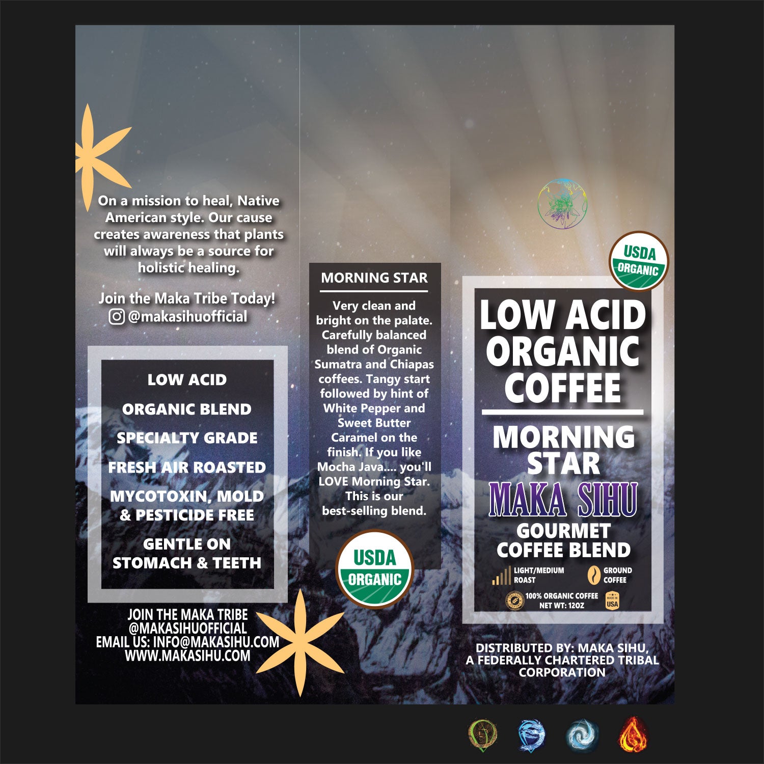 Low Acid Organic Gourmet Coffee (Morning Star) [Zero CBD/THC] image 1