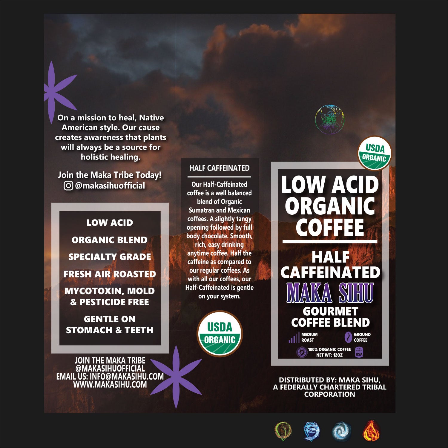 Low Acid Organic Gourmet Coffee (Half Caffeinated) [Zero CBD/THC] image 1