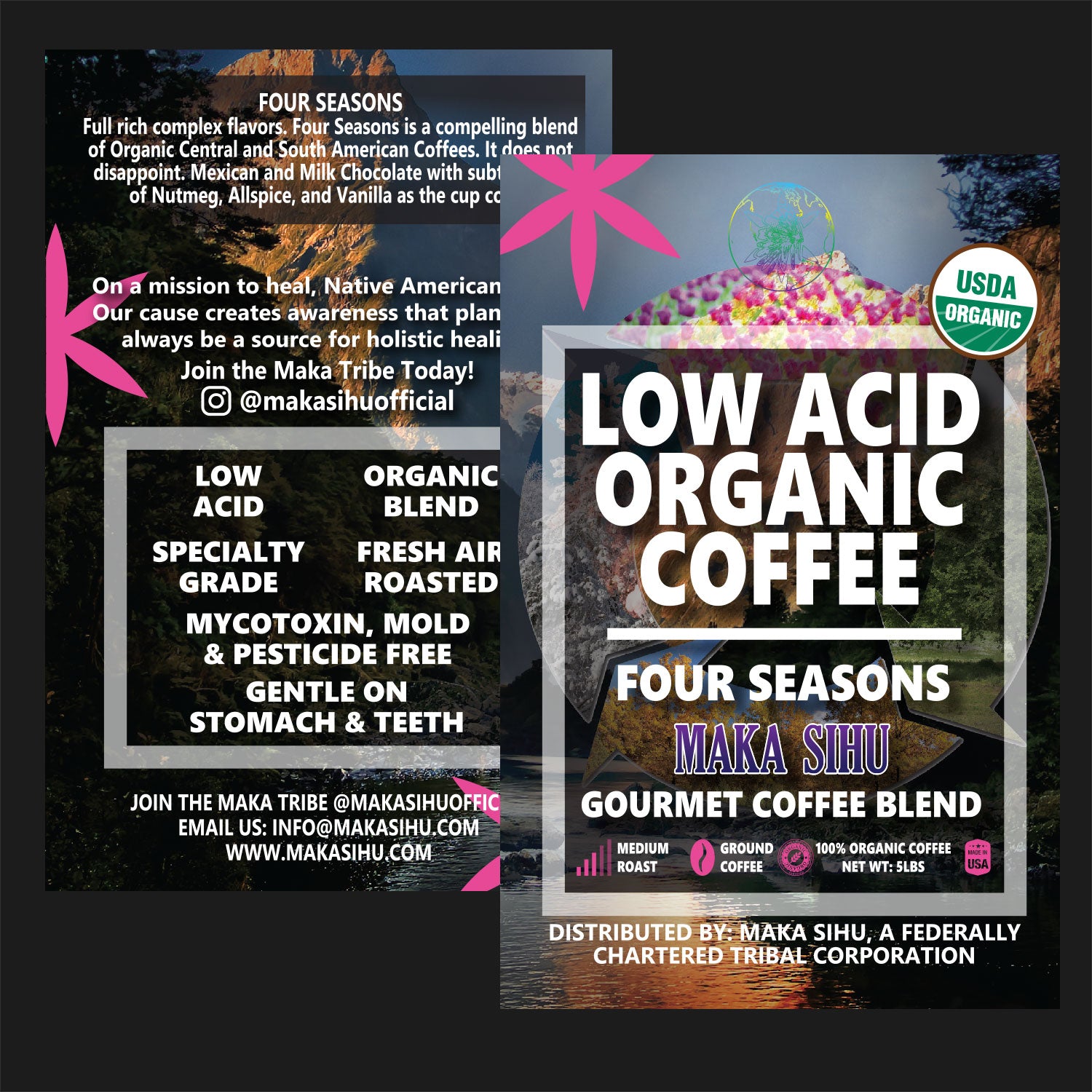 Low Acid Organic Gourmet Coffee (Four Seasons) [Zero CBD/THC] image 0