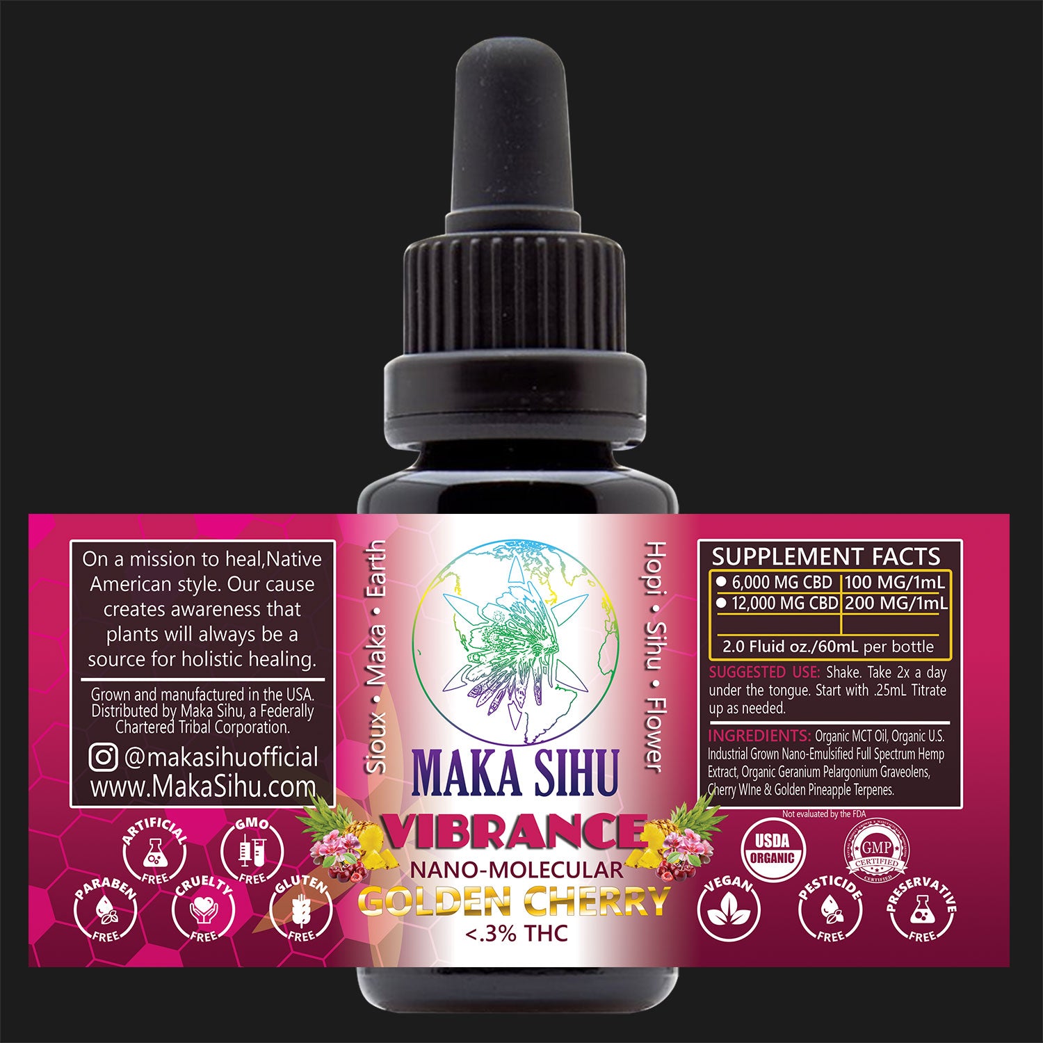 Nano-Molecular Full Spectrum CBD Oil (Golden Cherry Vibrance) HIGH STRENGTH-WHOLESALE PRICING - 12000mg image