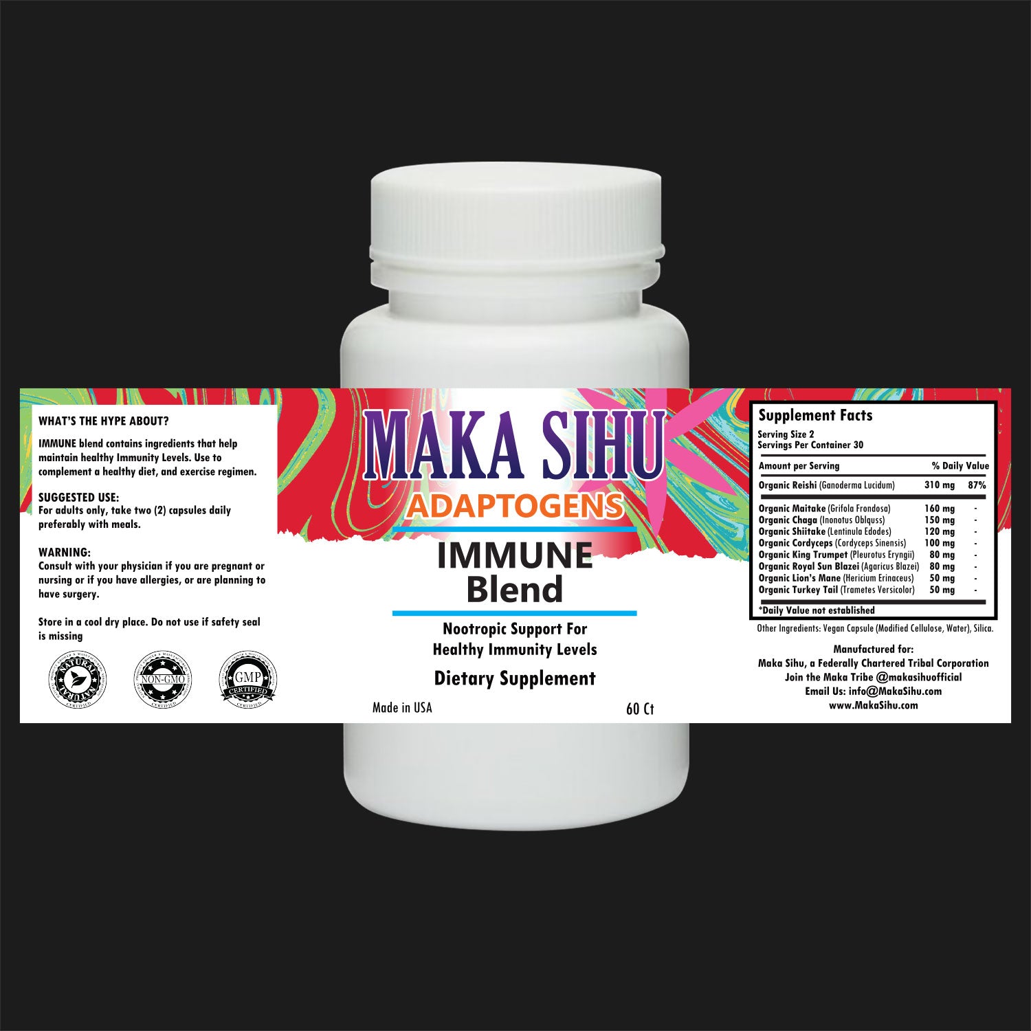 60 Adaptogen Nootropic Immune Blend Capsules image 0